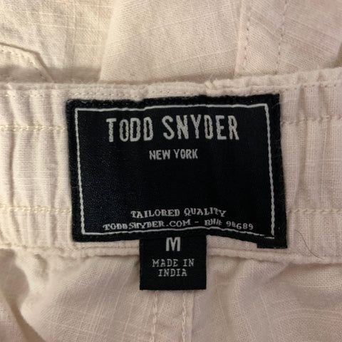 TODD SNYDER Size M Beige Embroidery Cotton Drawstring Shorts