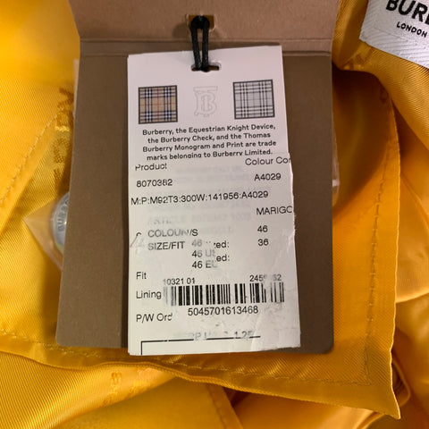 BURBERRY SS23 Size 36 Yellow Wool Double Breasted Suit