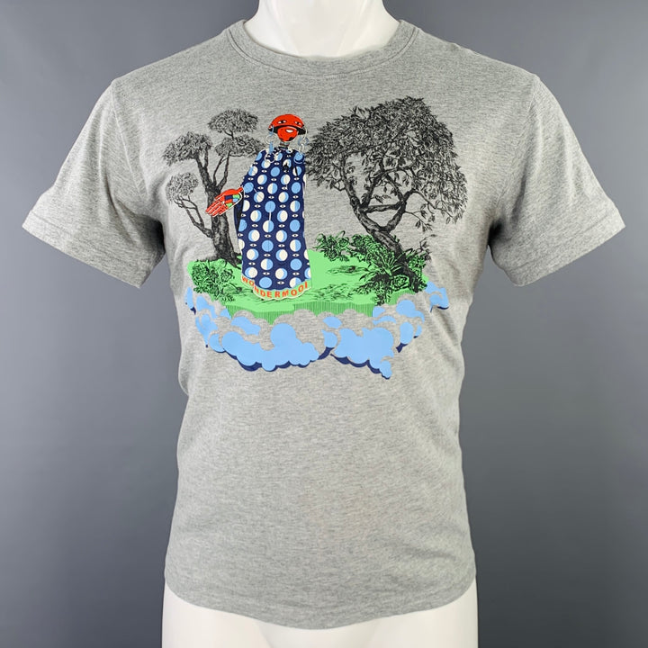 WALTER VAN BEIRENDONCK Size S Grey Multi Color Graphic Cotton T-shirt