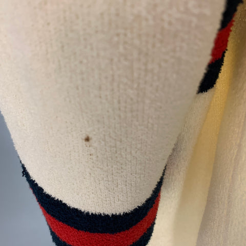 GUCCI Talla XS Bata con cinturón de rizo con cuentas, color crema, rojo y azul