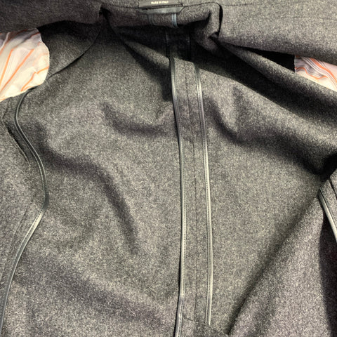 HERMES Size 42 Grey Heather Wool Lamb Leather Notch Lapel Sport Coat