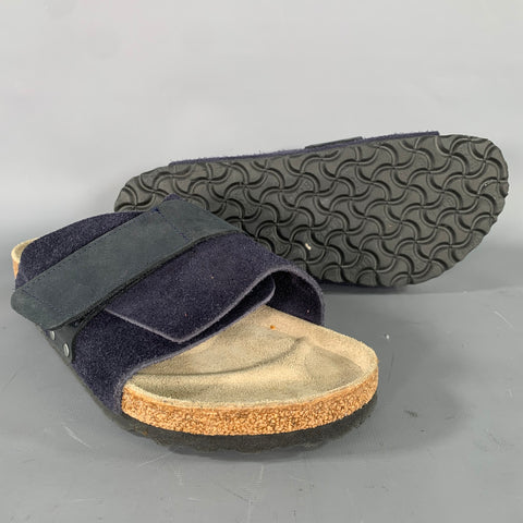 BIRKENSTOCK Size 9 Navy Khaki Mixed Fabrics Suede Slide Sandals