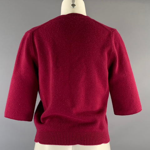 MARC JACOBS Size S Black Burgundy Cashmere Blend Short Cardigan Womens