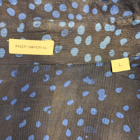 POST-IMPERIAL Size L Blue Indigo Abstract Floral Cotton Long Sleeve Shirt