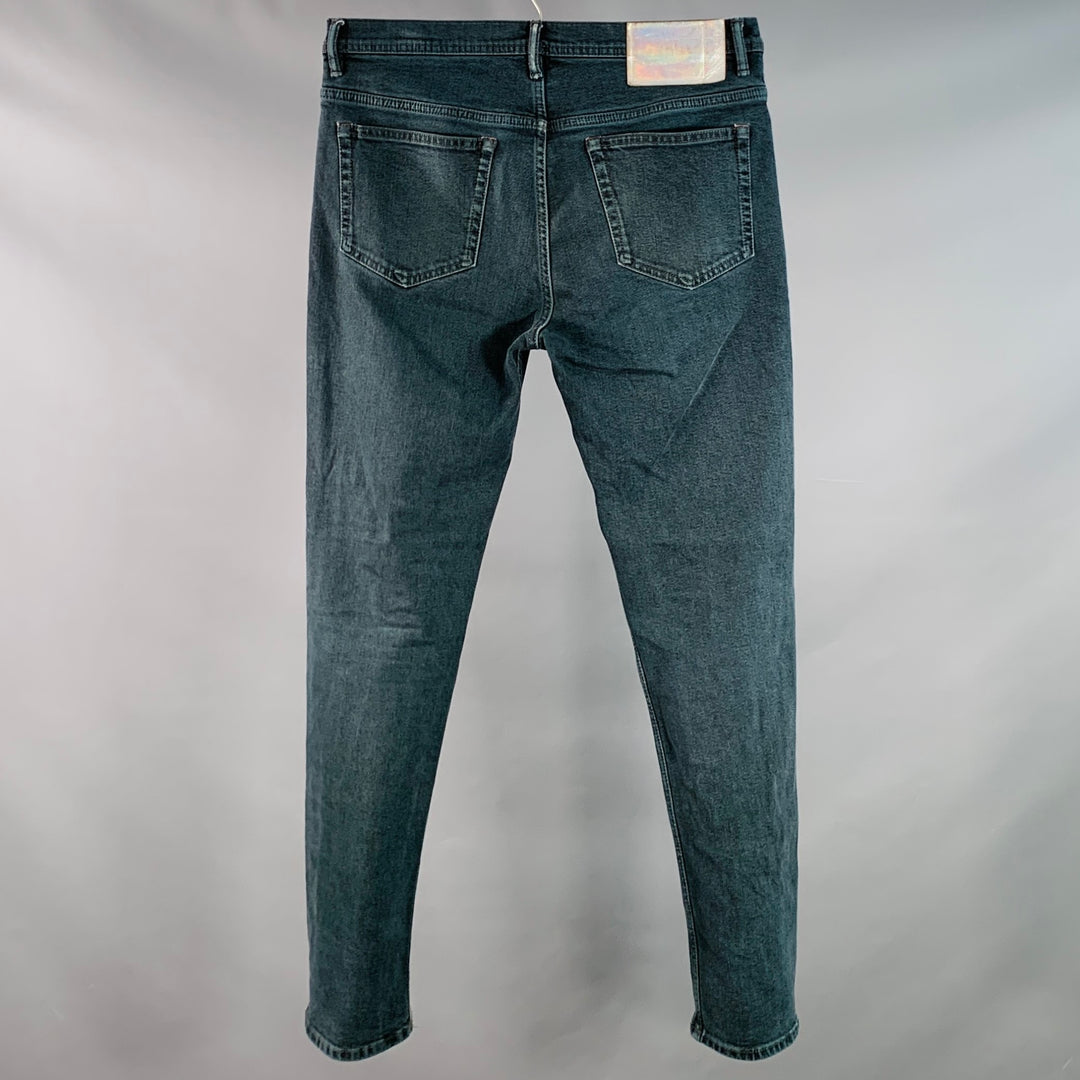 ACNE STUDIOS Size 31 Blue Cotton Blend Twill Slim Straight Button Fly Jeans