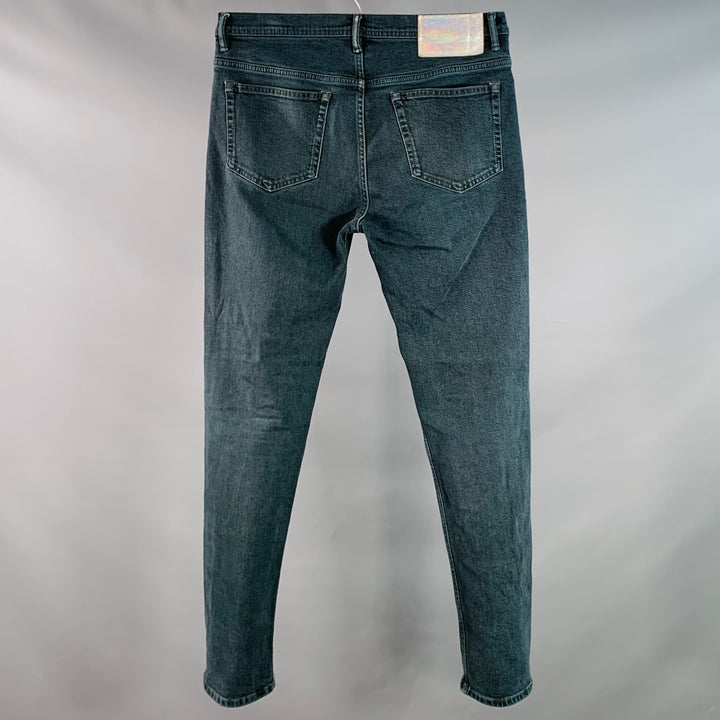 ACNE STUDIOS Size 31 Blue Cotton Blend Twill Slim Straight Button Fly Jeans