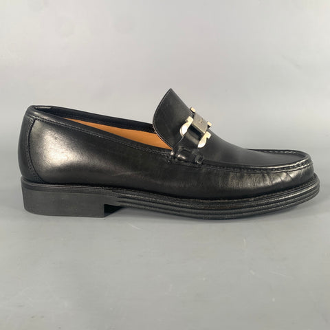 SALVATORE FERRAGAMO Size 9.5 Black Leather Horsebit Loafers