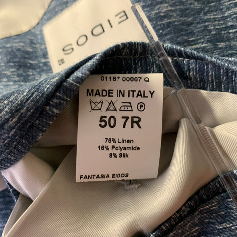 EIDOS Size 40 Blue White Heather Linen Blend Sport Coat