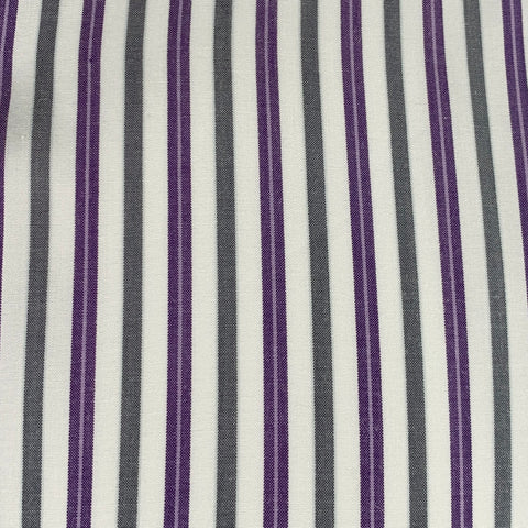 ISAIA Size M Purple White Grey Stripe Cotton Spread Collar Long Sleeve Shirt