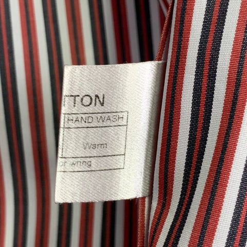 RICHARD JAMES Size L Red White Stripe Cotton Curved Cutaway Long Sleeve Shirt