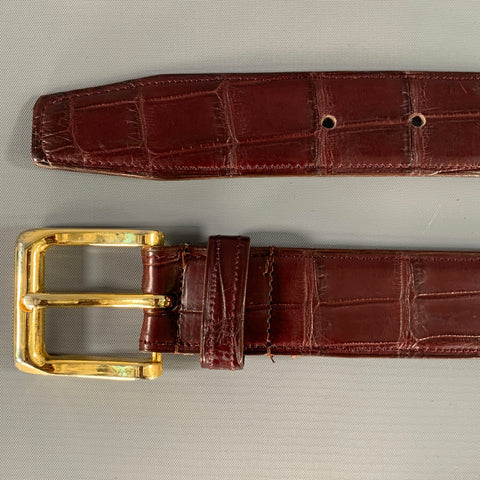 NO BRAND Burgundy Alligator Embossed Leather Belt
