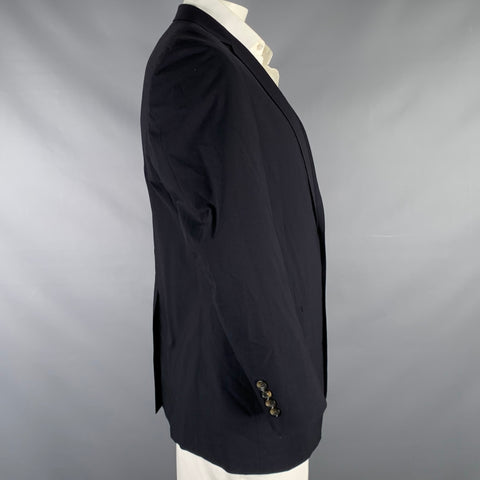 BROOKS BROTHERS Size 44 Navy Wool Polyester Sport Coat