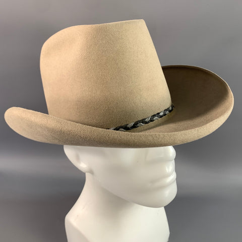 STETSON Size 7.5 Beige Woven Trim Cowboy hat