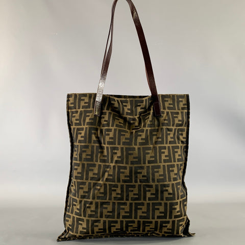 FENDI Brown Black Monogram Not Listed Tote Handbag
