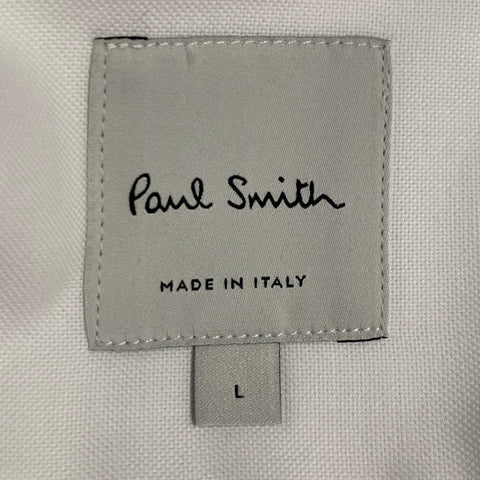 PAUL SMITH Size L White Contrast Trim Cotton One Pocket Long Sleeve Shirt
