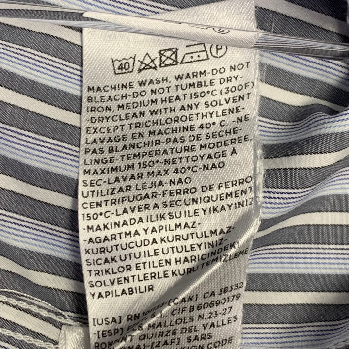 ERMENEGILDO ZEGNA Size XXL Blue Grey Stripe Cotton Long Sleeve Shirt
