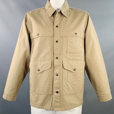 FILSON Size L Khaki Cotton Snaps Utility Coat