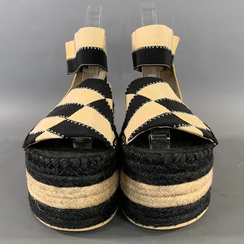 STELLA McCARTNEY Size 6 Black Tan Cotton Espadrille Sandals
