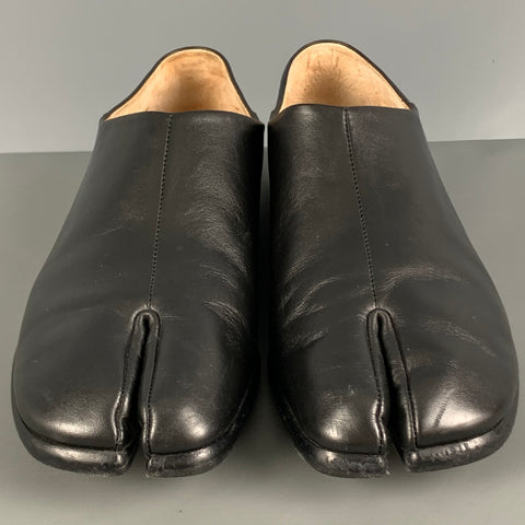 MAISON MARGIELA Size 10 Black Leather Slip On Flats