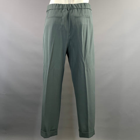 STELLA McCARTNEY Green Grey Viscose Blend Peak Lapel Suit