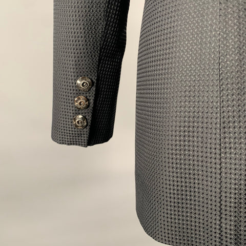 MASATOMO Size M Black Silk Diamond Notch Lapel Jacket