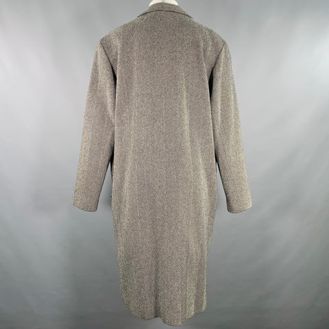 IRO AW16  Size 40 Gerwolf Black White Herringbone Wool Blend Notch Lapel Coat