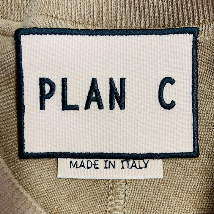 PLAN C Size XS Tan Black Cotton Cashmere Crew Neck Casual Top