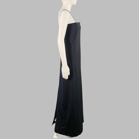 THE ROW Size 0 Navy Wool Spaghetti Straps Long Dress