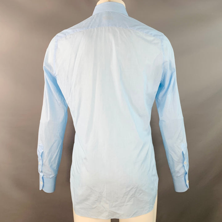 ISAIA Size S Blue White Stripe Cotton Spread Collar Long Sleeve Shirt
