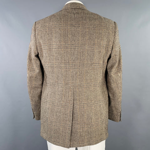 O'CONNELL'S Size 42 Long Brown Cream Glenplaid Cashmere Sport Coat