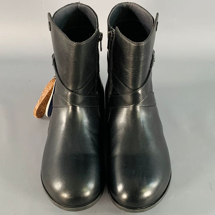 BIRKENSTOCK Size 8 Collins Black Leather Rubber Sole Side Zipper Boots