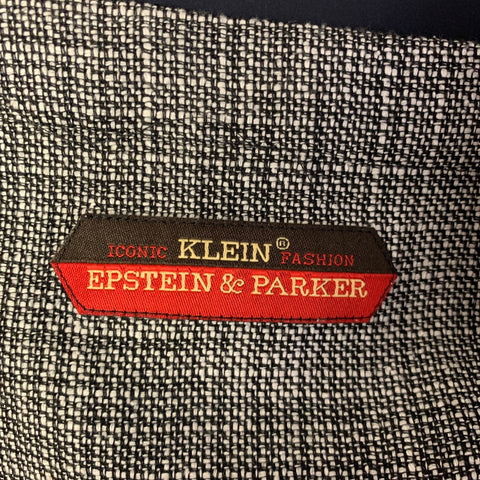 KLEIN EPSTEIN & PARKER Thimm Size L Black White & Black Heather Wool Blend Coat