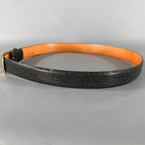 MARTIN DINGMAN Size 36 Black Crackled Leather Belt