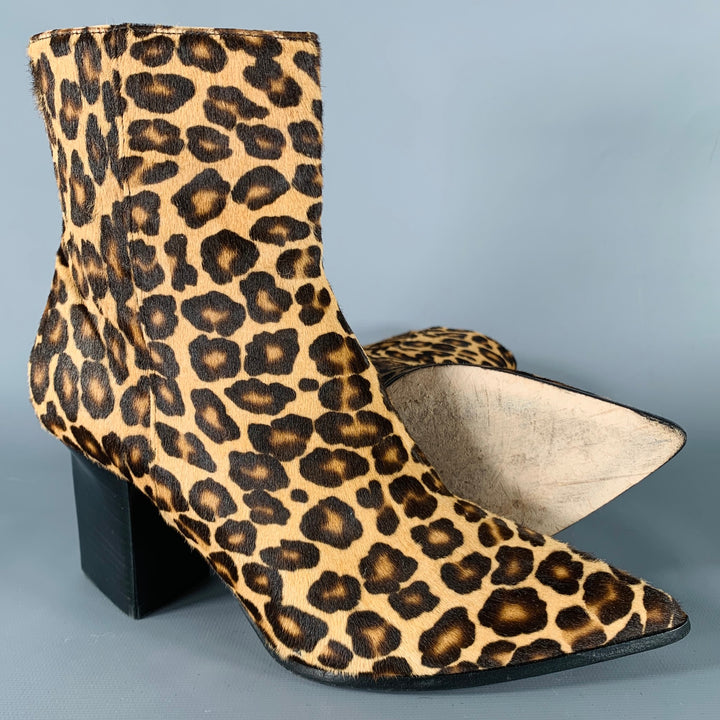 TAMARA MELLON Size 7 Brown Beige Animal Print Calf Hair Chunky Heel Boots