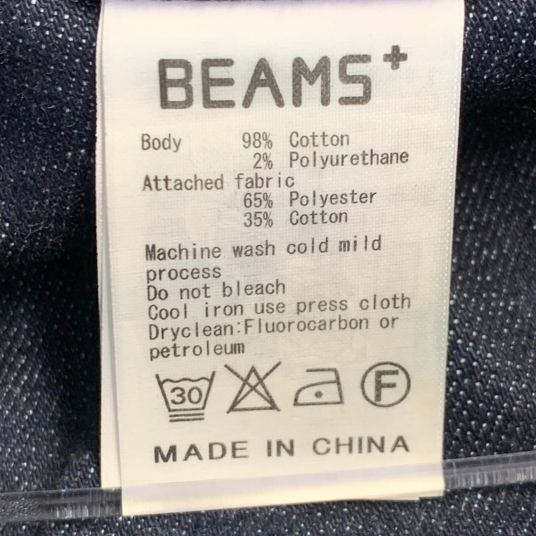 BEAMS Size XL Indigo Cotton Blend Twill Pleated Casual Pants