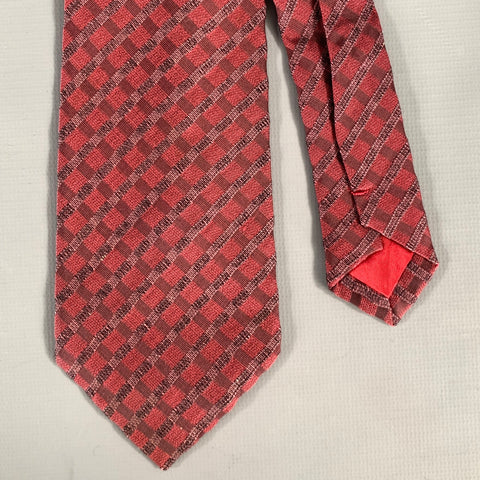 ISSEY MIYAKE Red Burgundy Plaid Silk Tie