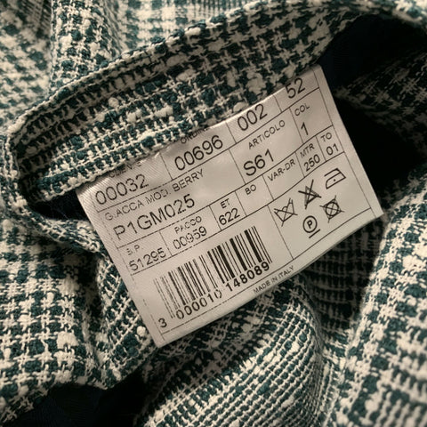 MASSIMO PIOMBO Size 42 Green White P1GM025 Plaid Linen & Polyester Jacket