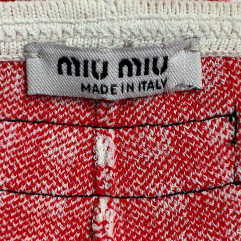 MIU MIU Size S Red Cream Viscose Gingham Elastic Waistband Shorts
