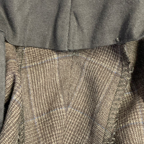 SARTORIO Size 44 Brown Grey Plaid Wool Notch Lapel Suit