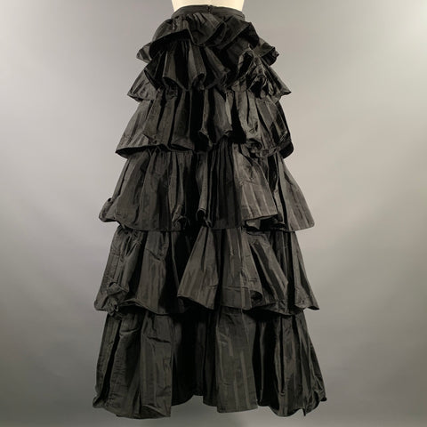 PORTIA & SCARLETT Size S Black Polyester / Spandex Ruffled Maxi Skirt