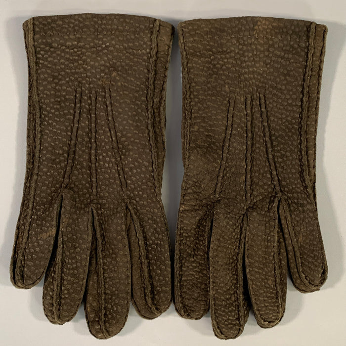 LORO PIANA Size L Brown Capybara Leather Gloves