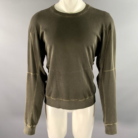 ACRONYM Size L Grey Olive Wash Cotton Crew-Neck Sweatshirt