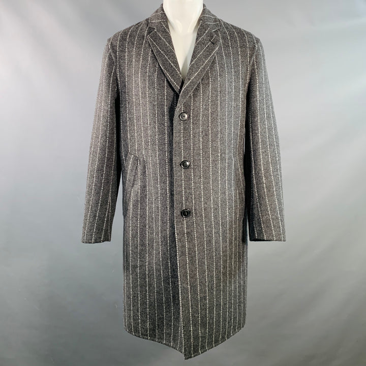 PAUL SMITH Size 38 Grey Chalkstripe Wool Blend Notch Lapel Coat