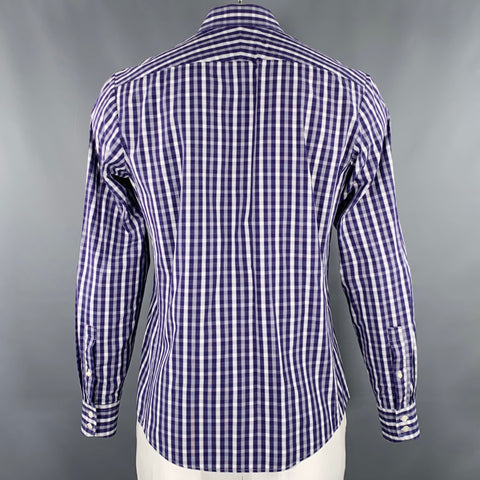 PINK Size L Purple White Checkered Cotton Long Sleeve Shirt