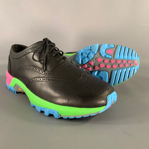 COMME des GARCONS HOMME PLUS Size 10 Black Multi-Color Perforated Lace Up Shoes