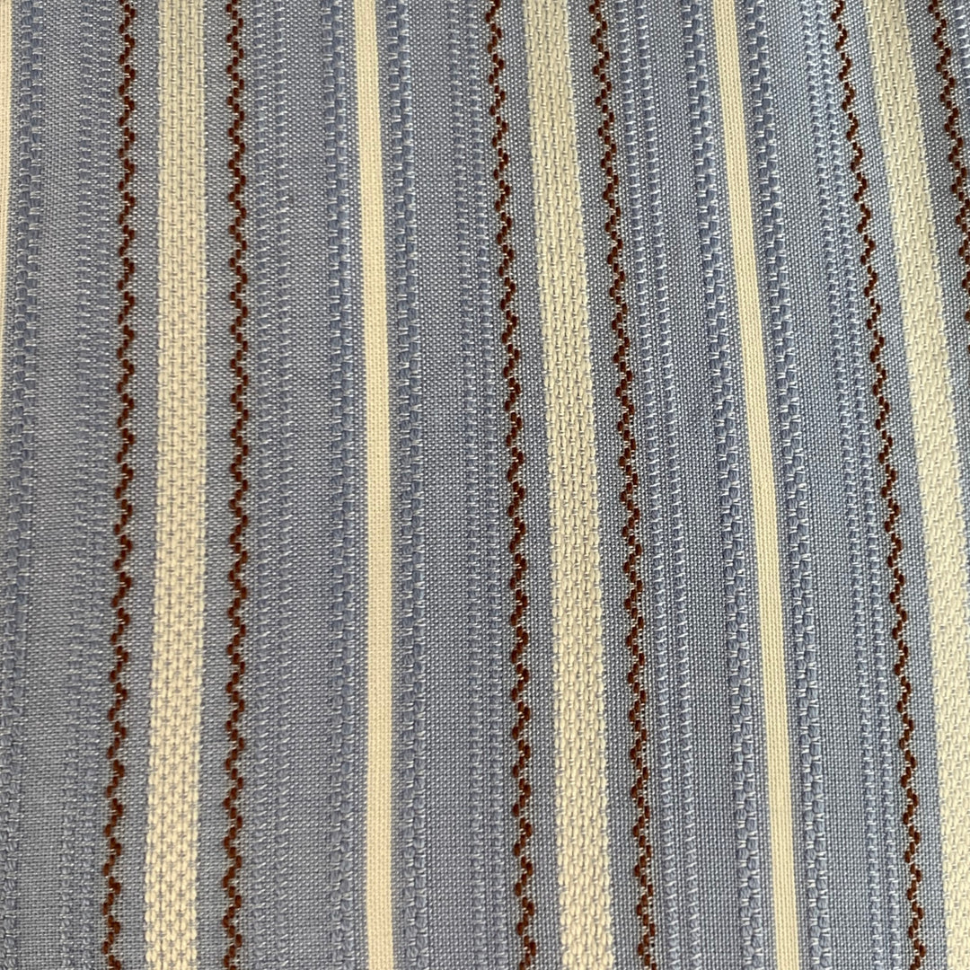 PRADA Size M Blue White Brown Stripe Jacquard Cotton Blend Long Sleeve Shirt