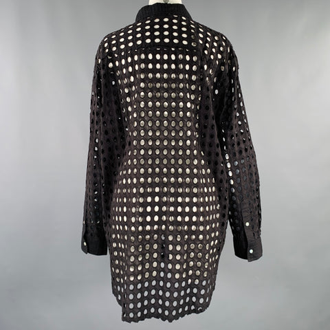 SOLID & STRIPED Size M Black Cotton Eyelet Patch Pocket Shirt