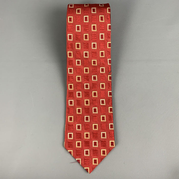 ERMENEGILDO ZEGNA Red White Squares Silk Tie