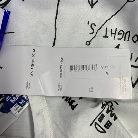JUNYA WATANABE 2022 Size M White Black Basquiat Graphic Cotton Crew Neck T-shirt