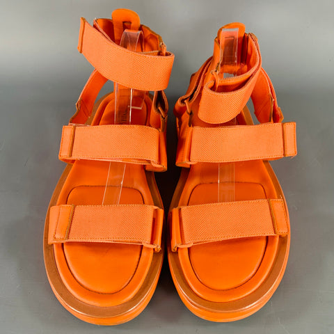 CALVIN KLEIN COLLECTION Size 12 Orange Leather Straps Sandals